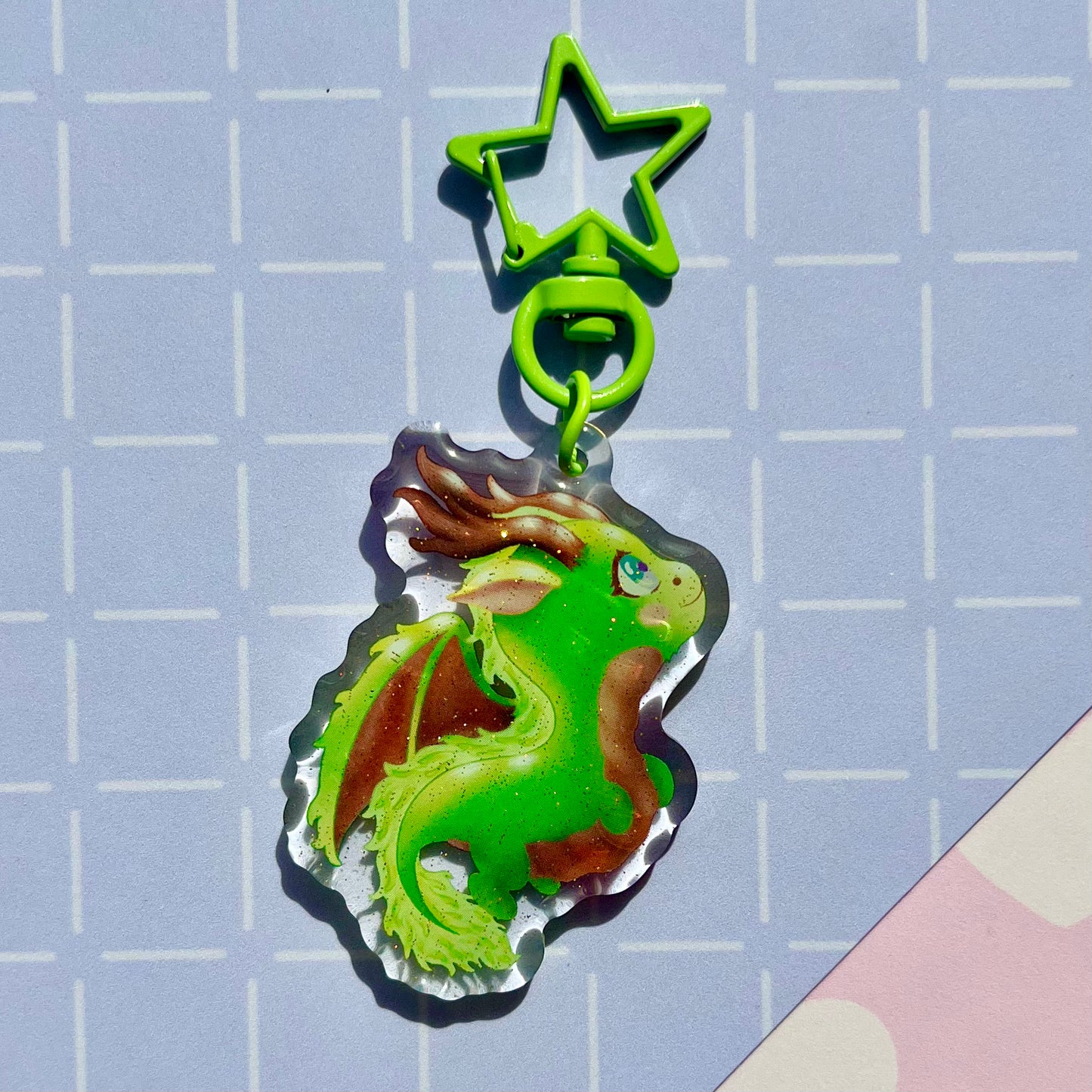 Kawaii Wood Dragon Acrylic Keychain