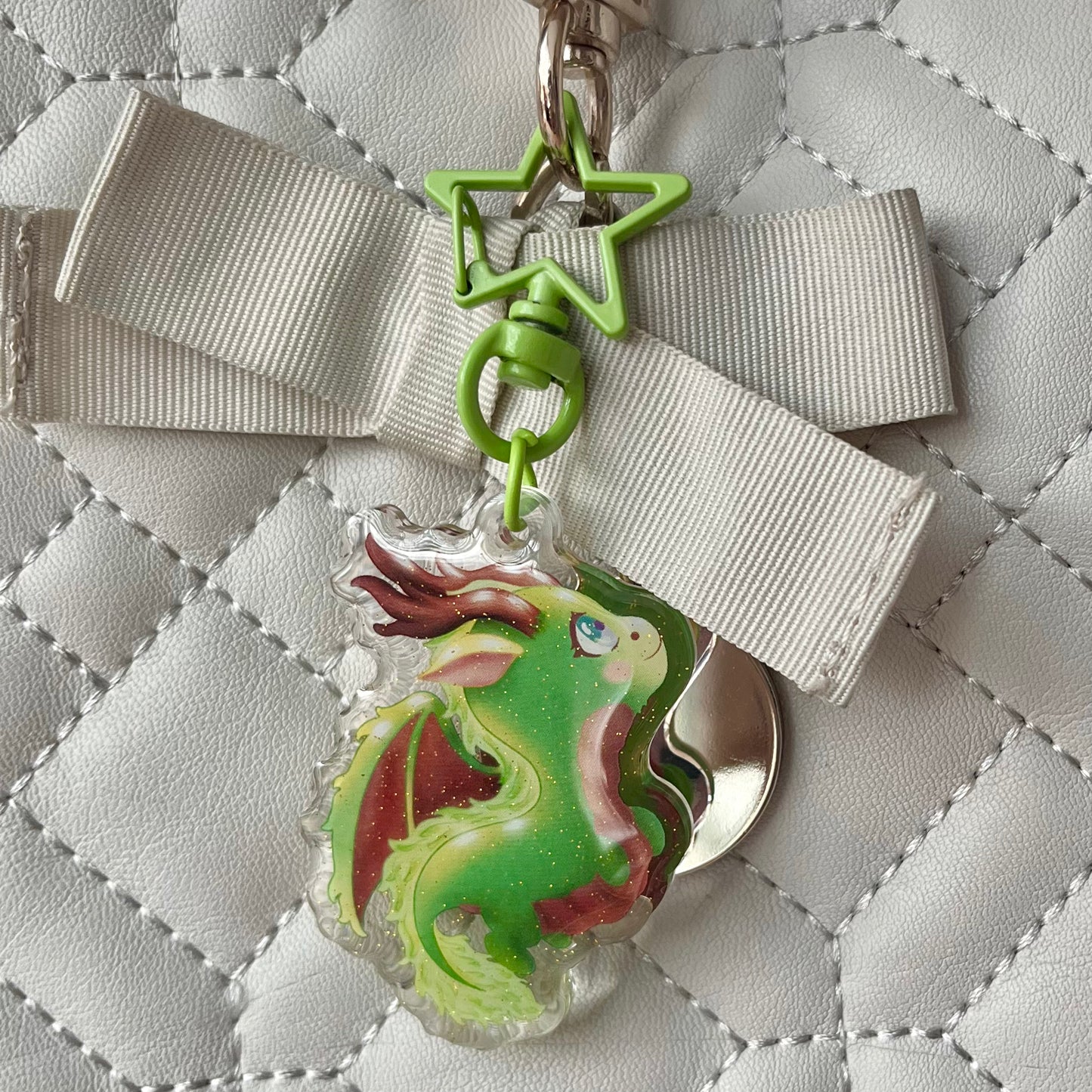 Kawaii Wood Dragon Acrylic Keychain