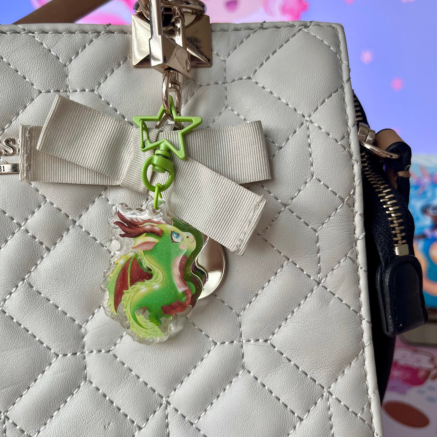 Kawaii Wood Dragon Acrylic Keychain