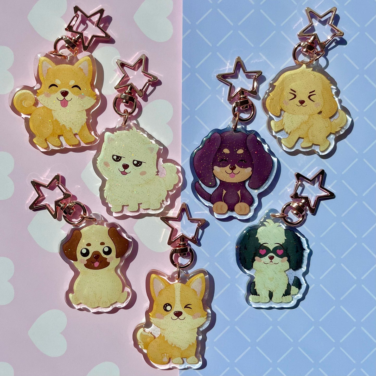 Kawaii Doggies Acrylic Keychain Collection