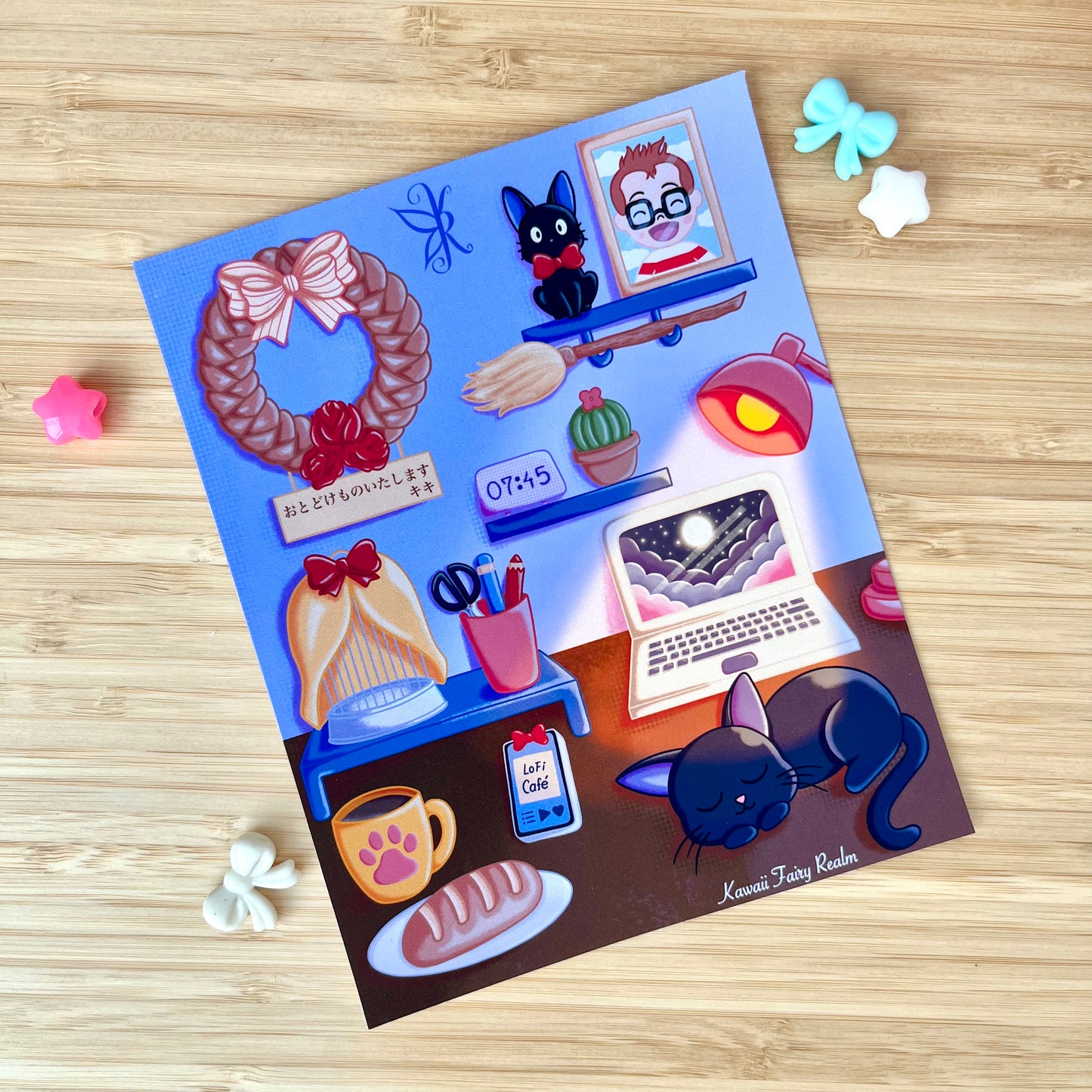 Kiki's Kawaii Desk Art Print