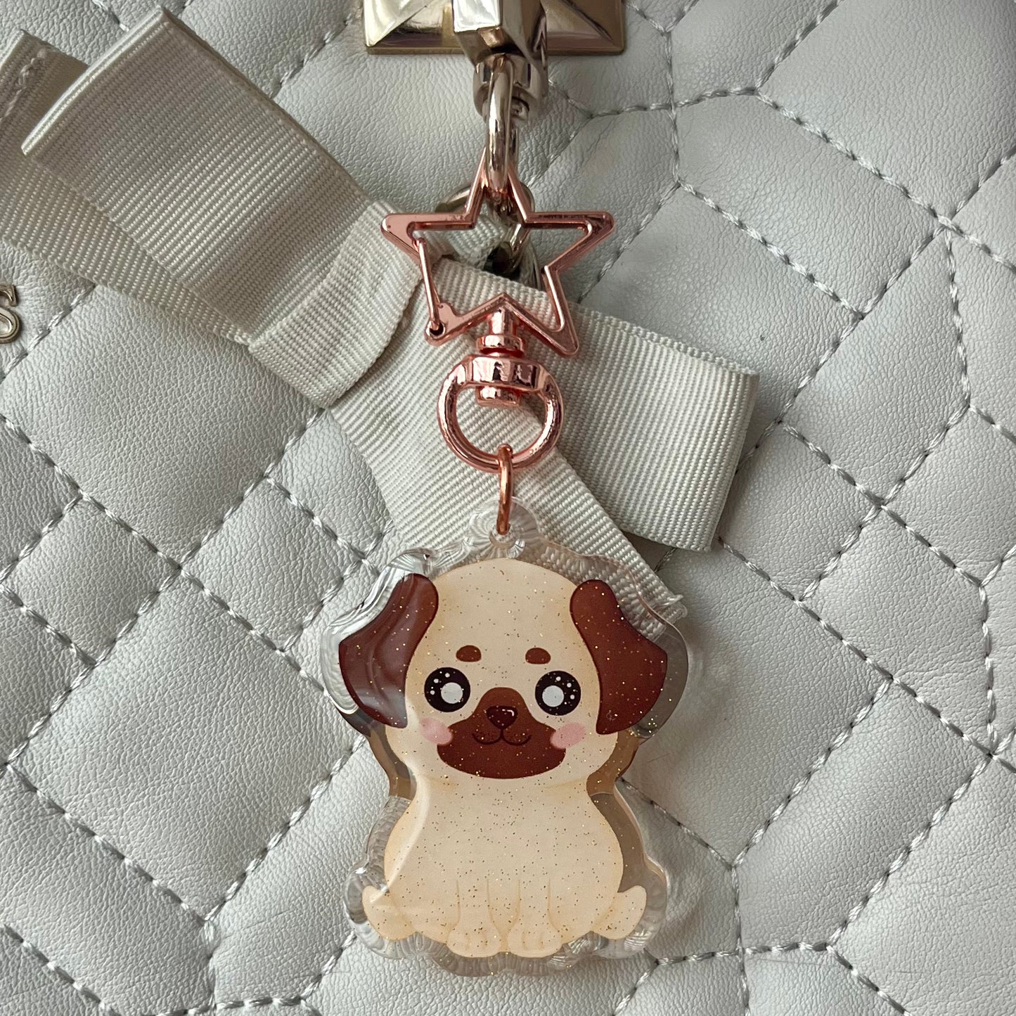 Kawaii Pug Acrylic Keychain