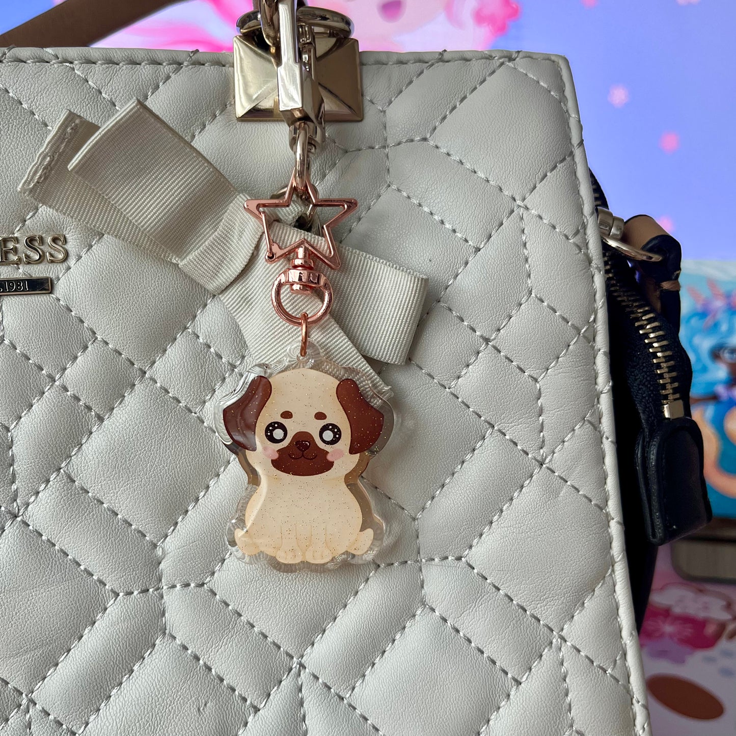 Kawaii Pug Acrylic Keychain