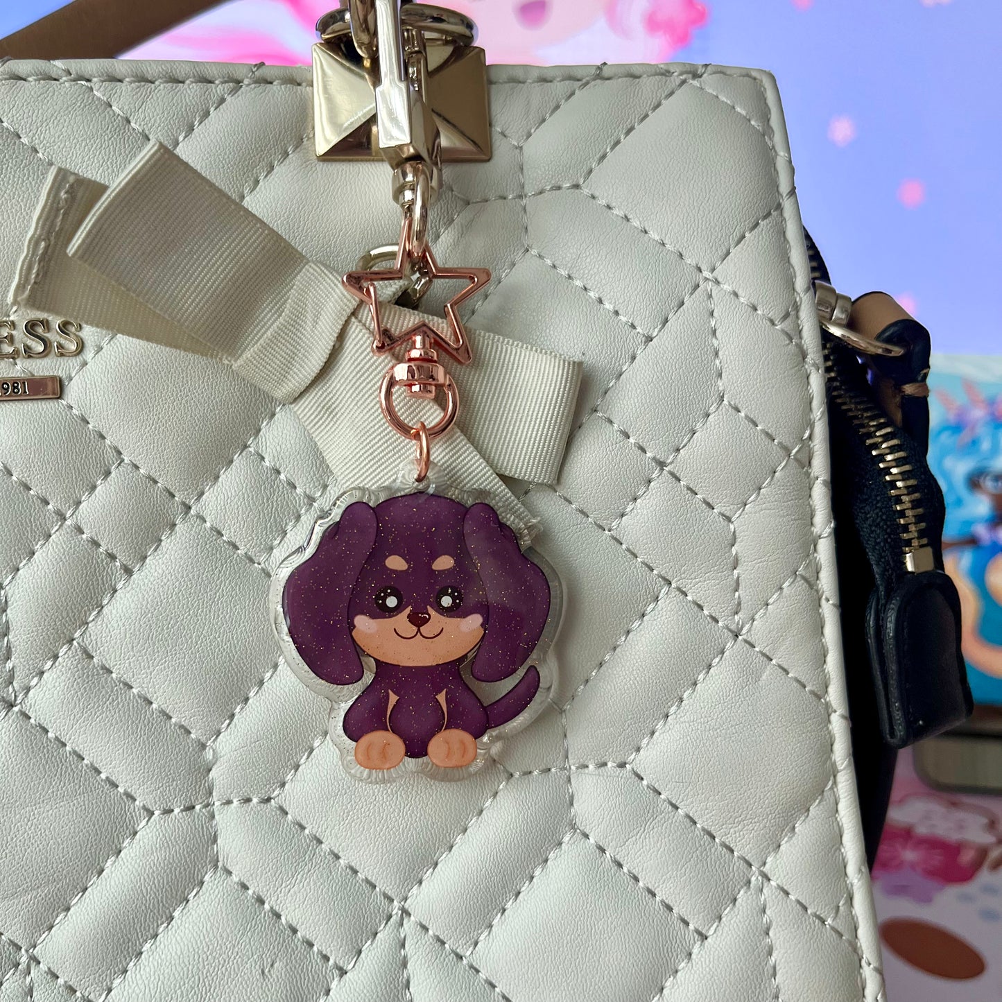 Kawaii Dachshund Acrylic Keychain