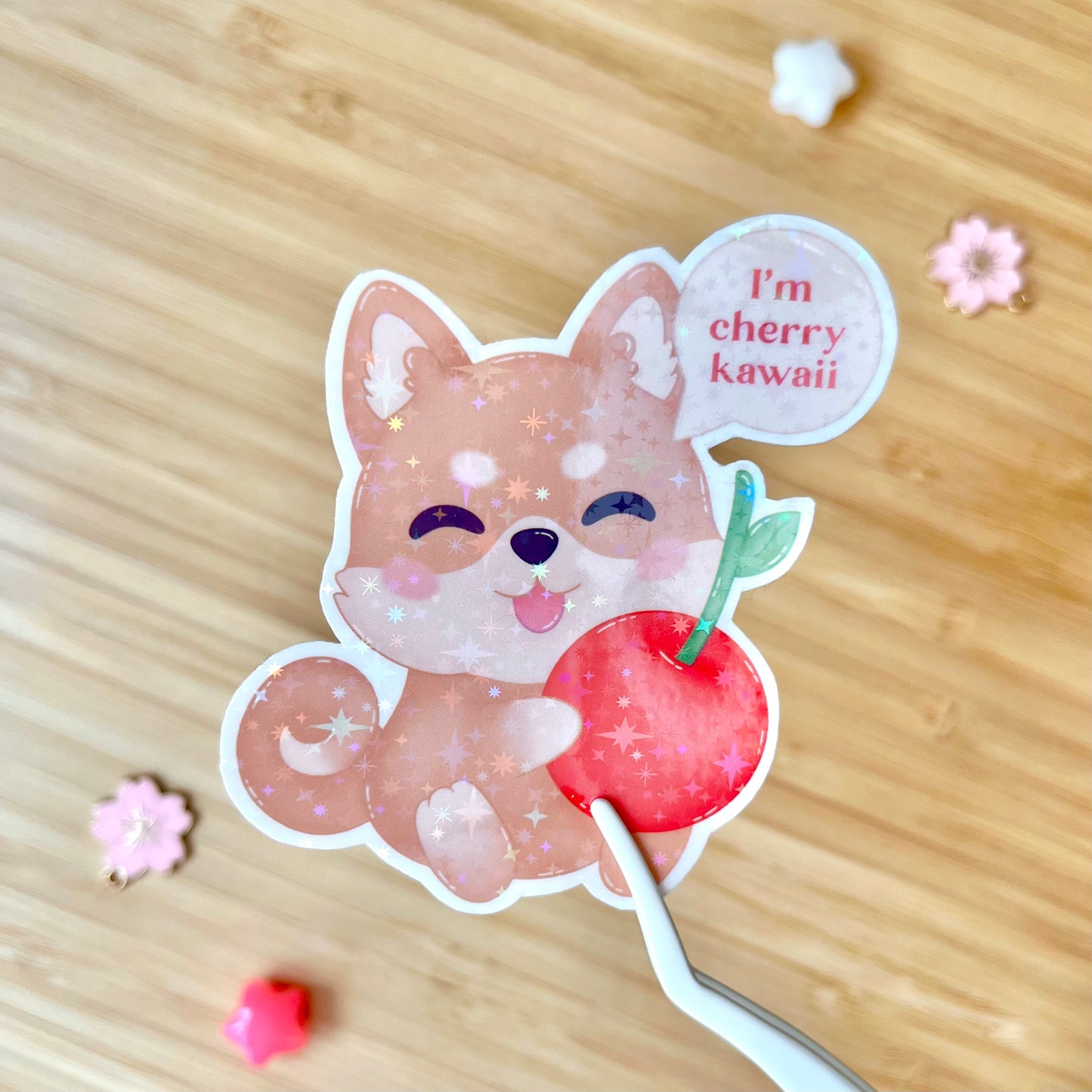 Kawaii Animal Food Puns - Large Holo Stickers