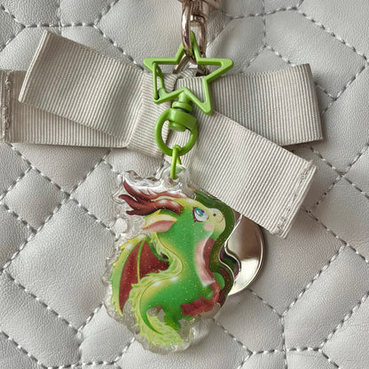 Kawaii Wood Dragon Acrylic Keychain