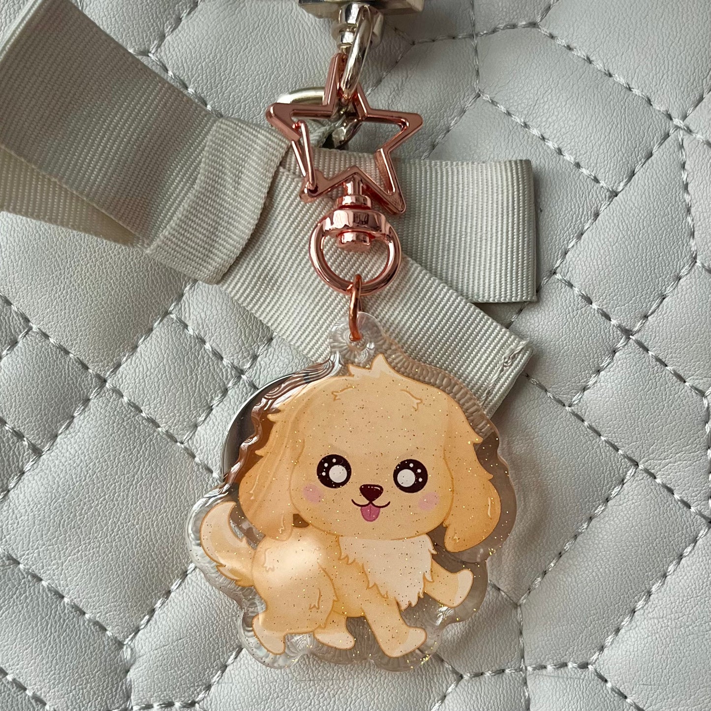 Kawaii Golden Retriever Acrylic Keychain