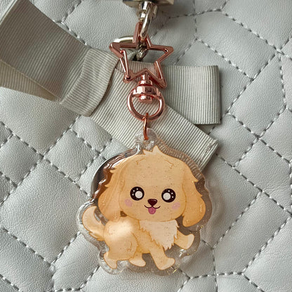 Kawaii Golden Retriever Acrylic Keychain