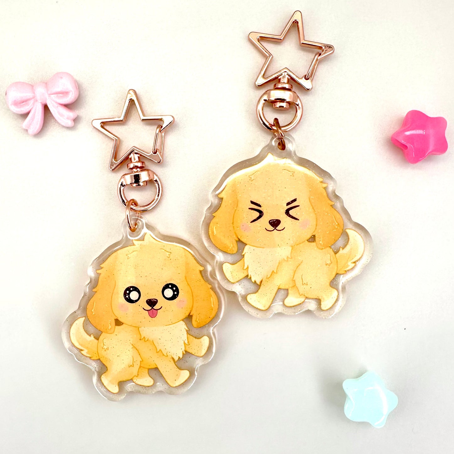 Kawaii Golden Retriever Acrylic Keychain