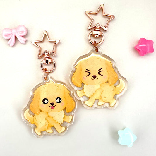 Kawaii Golden Retriever Acrylic Keychain