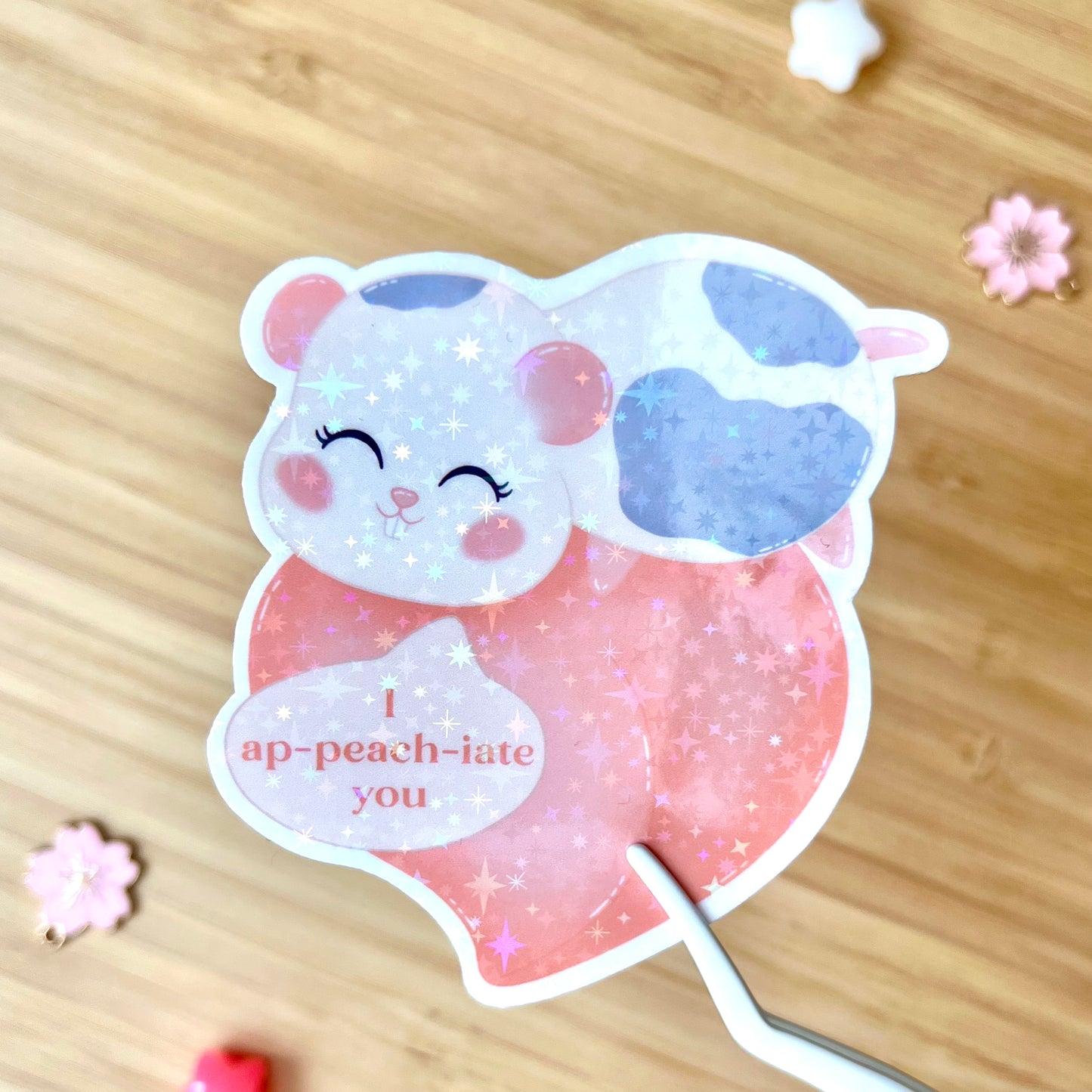 Kawaii Animal Food Puns - Large Holo Stickers