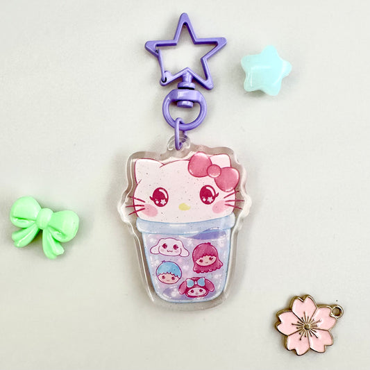 Kitty Bubble Tea Acrylic Keychain