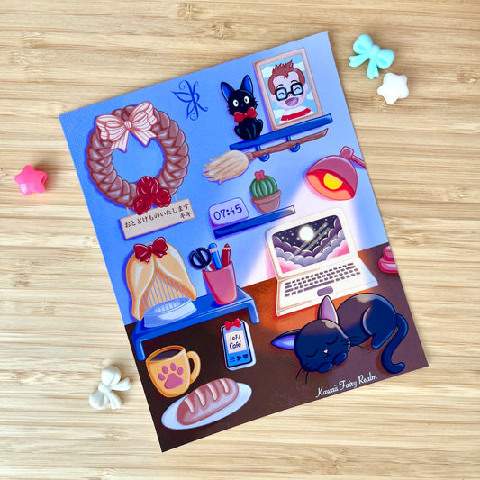 Kiki's Kawaii Desk Art Print