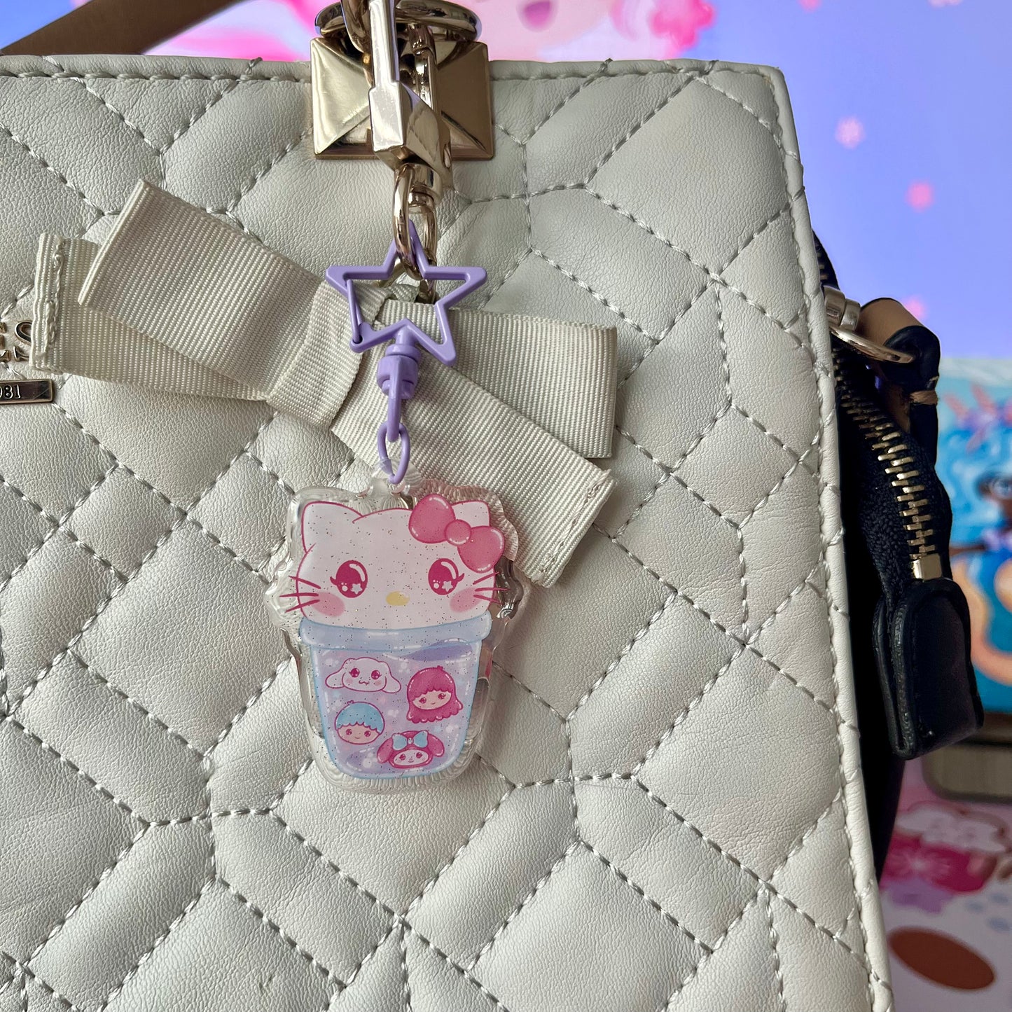 Kitty Bubble Tea Acrylic Keychain