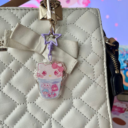 Kitty Bubble Tea Acrylic Keychain
