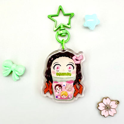 Nezuko Bubble Tea Acrylic Keychain