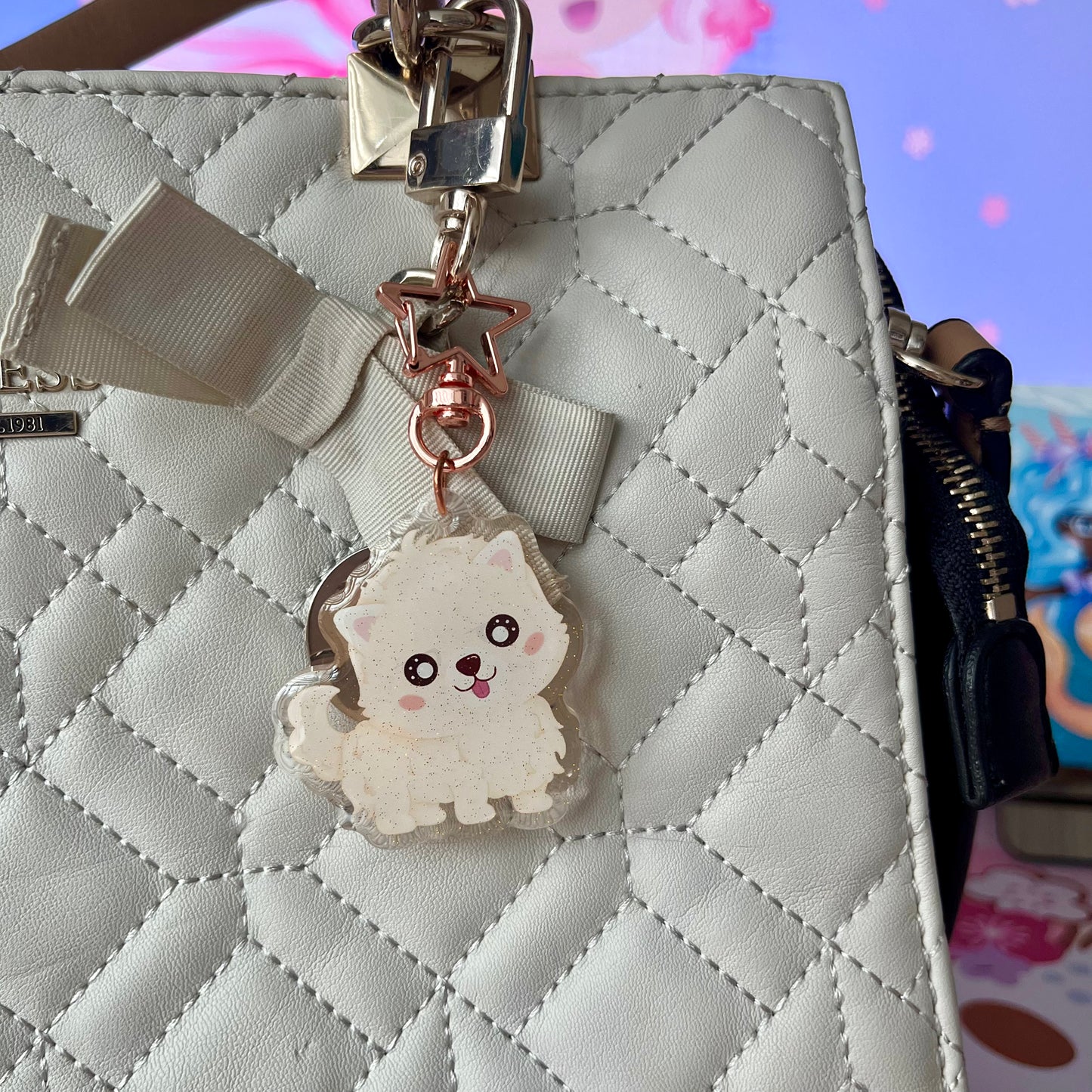 Kawaii Pomeranian Acrylic Keychain
