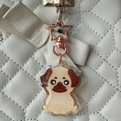 Kawaii Pug Acrylic Keychain