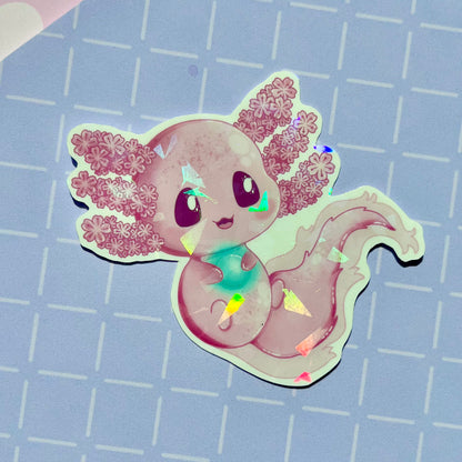 Sakura Axolotl Holo Sticker