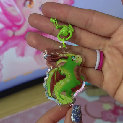 Kawaii Wood Dragon Acrylic Keychain