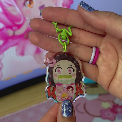 Nezuko Bubble Tea Acrylic Keychain
