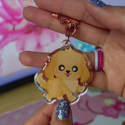 Kawaii Golden Retriever Acrylic Keychain