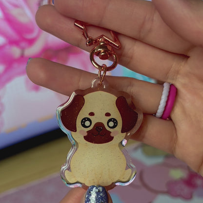 Kawaii Pug Acrylic Keychain